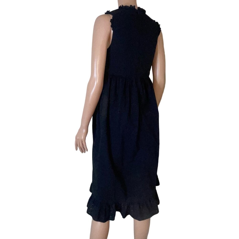 LuLus Be My Sweetie Black Eyelet Lace Babydoll Midi Dress SZ XS ruffle neck - Picture 4 of 11